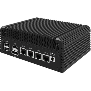 Micro Firewall Appliance, Mini PC, pFsense Plus, Mikrotik, OPNsense, VPN, Router PC, Intel Alder Lake-N 12th Gen N100, HUNSN RJ35, GPIO, TF Slot, HDMI, DP, 4 x 2.5GbE I226-V, 8G DDR5 RAM, 128G SSD