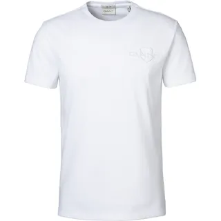 Gant T-Shirt »Slim Fit Tonal Shield Pique Shirt«, mit Ton in Ton Logo, weiß