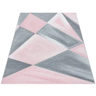 Novel Webteppich , Grau, Rosa , Textil , geometrisch , rechteckig , 80x150 cm , Oeko-Tex® Standard 100 , pflegeleicht , Teppiche Und Böden, Teppiche, Webteppiche