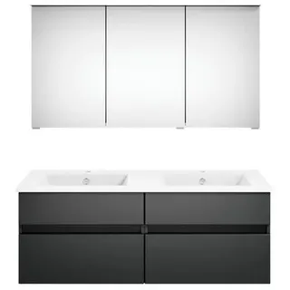 Puris Badezimmer , Grau, Dunkelgrau , Holzwerkstoff , 2 Schubladen , 120 cm , Goldenes M, Made in Germany , hängend , Badezimmer, Badmöbelsets & Badmöbelserien, Badmöbel-Sets