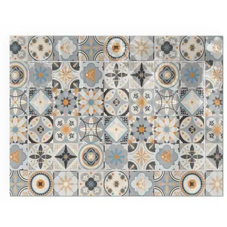 Tulup Kaminbodenplatte 80x60 cm - Mosaikmuster in Fliesen , Grau , Glas , Rechteckig , 80x60x0.4 cm , Elektrogeräte, Heizgeräte, Elektrokamine