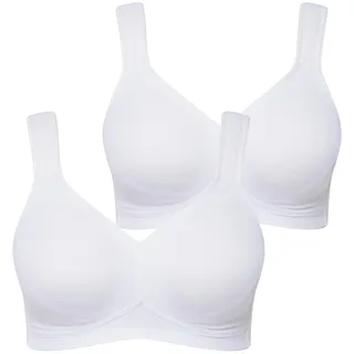 Ulla Popken Damen große Größen Übergrößen Plus Size Mikrofaser-BH, 2-er Pack, ohne Bügel, vorgeformte Cups schneeweiß 95D 793032200-95D