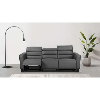 OTTO home 3-Sitzer "Carpari Lederoptik, 224 cm, man./elektr. Relaxfunktion" (USB A/C), sowie Kopfteilverstellung, grau
