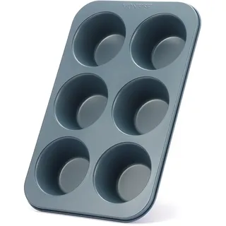 Monfish Muffinform für 6 Jumbo-Tassen, Karbonstahl, Haze Blue, Antihaftbeschichtung, Muffin-, Cupcake-Form, 8,9 cm, Roy Blue