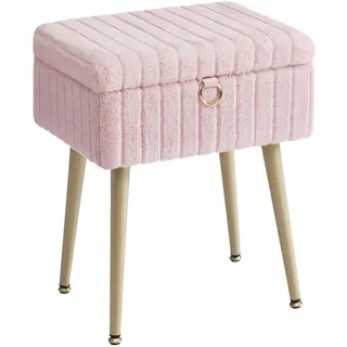 Songmics Schminktisch-Stuhl, Hocker mit Stauraum, Schminkhocker, Fußhocker, Metallbeine, gepolstert, verstellbare Füße, Wohnzimmer, Schlafzimmer, Ankleidezimmer, pastellrosa LOM505SZ02