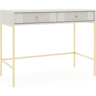 Schminktisch: zwei Schubladen, kaschmirfarben, goldene Beine, H 79 cm - Beige