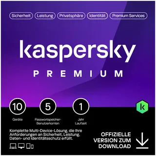 Kaspersky Lab Premium 2026 ESD 10 Geräte 12 Monate DE Win Android iOS