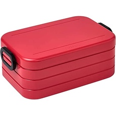 Mepal Brotdose Midi – Brotdose To Go - Lunchbox für 2 Sandwiches oder 4 Brotscheiben - Meal Prep Box - Brotdose Erwachsene - Essenbox mit Unterteilung - Nordic red