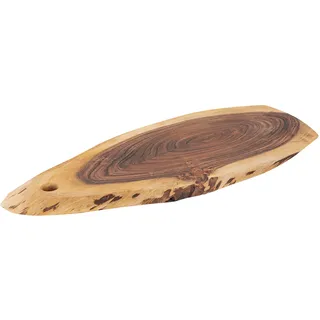 Baumscheibe Servierbrett verleimt Serviertablett Deko Akazie massiv 40x20cm - Braun