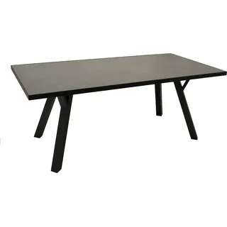 DEGAMO Gartentisch Alutisch Tisch MANCIANO 180x90cm, Aluminium dunkelgrau + Glas in Keramikoptik dunkelgrau - Dunkelgrau