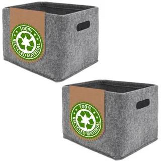 Dune Design Filz Aufbewahrungskorb 2er Set 33 x 26 x 23 cm grau