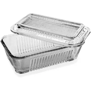 Pasabahce 97711 Butterdose, Frischhaltedose Gusto, 17 x 10,2 cm, 2-teilig aus Glas