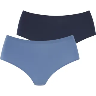 High-Waist-String LASCANA "Superstretch", Damen, Gr. L/XL, blau (navy, blau), Jersey, Obermaterial: 77% Polyamid, 23% Elasthan, unifarben, Unterhosen High-Waist-String, nahtlose Verarbeitung, leichte Mikrofaserqualität, Topseller