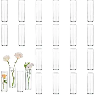 Glasseam Glasvase Zylinder für Tafelaufsätze Deko: 24er Kleine Vase Glas Blumenvasen Set für Hochzeit Tischdeko Home Tisch Dekoration - Klein Blumenvase Modern Glasvasen für Blumen Pflanzen Tulpen