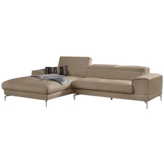 W.Schillig Ecksofa »piedroo, Designsofa mit tollem Sitzkomfort, bequem und elegant, L-Form« Kopfteilverstellung, wahlweise mit Sitztiefenverstellung, Breite 303cm, braun