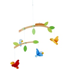 HABA 304314 - Mobile Vögelchen, Babyspielzeug für den Wickeltisch, stimuliert die Sinne von Babys, als Geschenk zur Geburt und Taufe