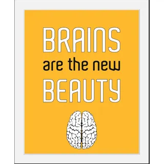 Bild QUEENCE "Brains", bunt (farbe rahmen: schwarz, farbe bild(er): bunt), B:50cm H:70cm T:3cm, Acrylglas, Holz, Papier, Bilder, Bild, HD Premium Poster-Druck inkl. Holzrahmen