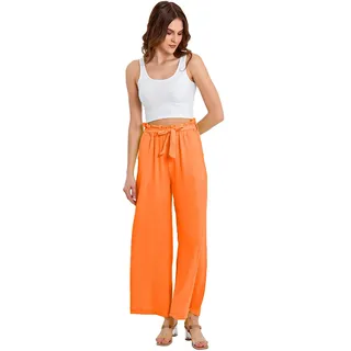 Crazy Age Strandhose Weich Bequem Loose Einfarbig Lässige Pumphose Yogahose Hose Wide Leg Freizeithose Schlupfhose (EW9919-Orange)