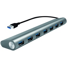 Bild UA0308 USB 3.0 Hub 7-Port with Card Reader, aluminum casing, USB-Hubs - 7 Port 3.2 Gen 1-Hub (USB Grau