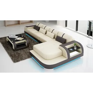 Ledersofa Couch Wohnlandschaft Ecksofa Eck Garnitur Design Modern Sofa LED USB