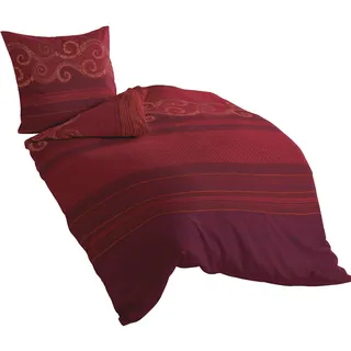BIERBAUM Bettwäsche 4429, Mako-Satin, Designed in Germany, rot 04, 135x200 + 80x80 cm