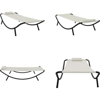 vidaXL Gartenbett Creme 200 x 90 cm Stahl - Lounge-Bett - Lounge-Betten - Outdoor-Lounge-Bett - Outdoor-Lounge-Betten - Creme