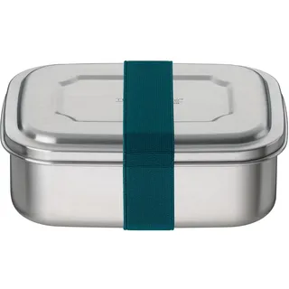 THERMOcafé TC Brotdose 0,80 l, Edelstahl, spülmaschinenfest, teal | Edelstahl-Lunchbox mit Textilband, Pausenbrotbox für Schule, Uni , Büro & Unterwegs, petrol