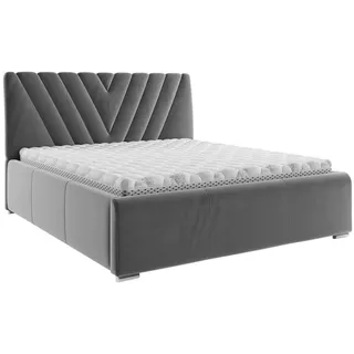 Boxxx Polsterbett , Grau , Holz, Metall , Buche , 180x200 cm , Bettkasten, gepolstertes Kopfteil, Stoffauswahl, in verschiedenen Größen erhältlich , Schlafzimmer, Betten, Polsterbetten