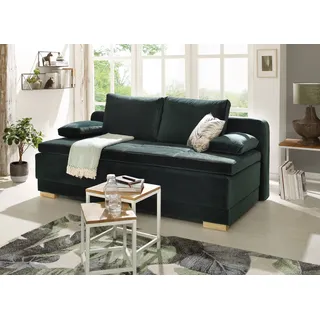 OTTO home Schlafsofa »Berlin« Dauerschläfer mit Boxspringfederung, Bettfunktion, und Bettkasten, grün,