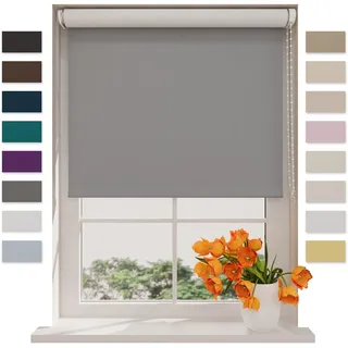 DTCH® Verdunkelungsrollo, hellgrau, 100 x 190 cm | Für Fenster, 100% verdunkelnd, Wand- oder Deckenmontage, Klemmfix separat erhältlich, Breiten bis 240 cm, kindersicher