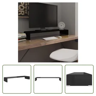 The Living Store TV-Tisch/Bildschirmerhöhung Glas Schwarz 100x30x13 cm - Schwarz