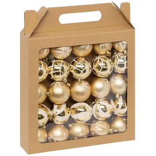 Atmosphera Createur d ́interieur Weihnachtskugeln Verschiedene Muster Ø 6 cm , Goldfarben , Kunststoff , 6x7.2x6 cm , Dekoration, Weihnachtsdekoration, Christbaumschmuck