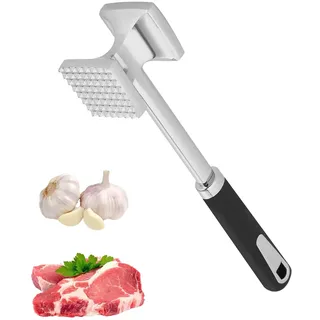 TIDEVAN Fleischhammer Fleischklopfer aus Edelstahl 27 cm Fleischklopfer Doppelseitig Antihaft Schnitzelklopfer aus Edelstahl Meat Tenderizer für Steak Schnitzel Koteletts Schwein Huhn