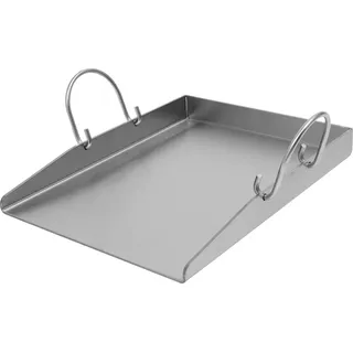 Grillplatte - BBQ Bratplatte - Edelstahl 4 mm - Abnehmbare Griffe - 2 Grillspachtel - Für Gas- und Holzkohlegrill - Himmelblau - Silber