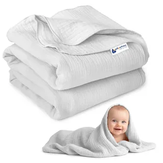 Medi Partners Musselin Babydecke 75x100cm Baby Decke Musselindecke Neugeborenen - dünne dünne Kuscheldecke Sommer Babydecken für Kleinkinder Krabbeldecke Kinderbett Kinderwagen (Grau)