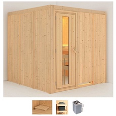 Bild Sauna »Romina«, (Set), 9-kW-Ofen mit integrierter Steuerung beige