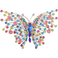 EVER FAITH Österreichischer Kristall Jugendstil Schwalbenschwanz Schmetterling Insekt Tier Brosche Multicolor Silber-Ton