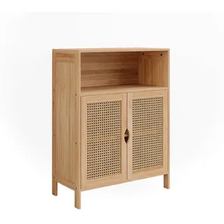 Vicco Midischrank Liora, 60 x 80 cm, Bambus/Rattan/Schwarz - Grün