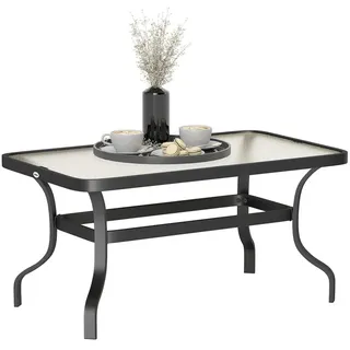 Outsunny Beistelltisch - 95Lx55Wx46Hcm - Schwarz Metall 55x46x95 cm Gartenmöbel, Gartentische, Beistelltische outdoor