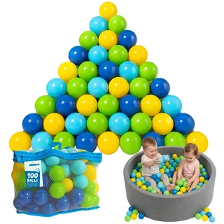 alldoro gmbh alldoro Bällebad Bälle Ø 6 cm, Bunte Spielbälle aus Kunststoff in Netztragetasche, für Kinder ab 10 Monaten