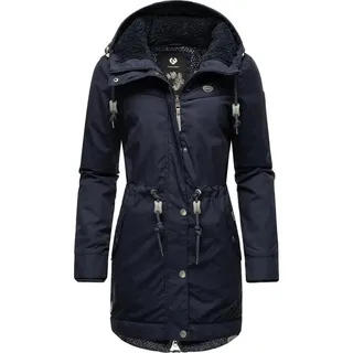 Ragwear Damen langer Mantel warme Winterjacke mit Kapuze YM-Canny Navy21 Gr. XS - XS