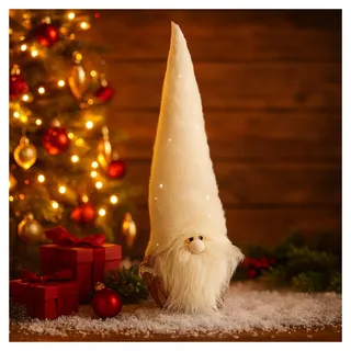 com-four® Weihnachts-Wichtel für die Weihnachtsdeko - skandinavische Figur als Dekoartikel - schwedischer Gnom-Aufsteller als Tischdeko - Sammlerfigur - Santa Claus mit Rinde
