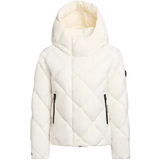 Steppjacke KHUJO "Steppjacke Lilian", Damen, Gr. M, weiß (luna weiß), Obermaterial: 100% Nylon NY.  Obermaterial: Futter: 100% Nylon NY. 100% Polyester PES., gerade hüftbedeckend, hoch geschlossener Ausschnitt, eng Rippstrickbündchen, Jacken Steppjacke, Damen Winterjacke mit Karo-Steppung