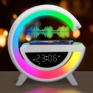 Draadloze Nachtlampje mit Bluetooth-Lautsprecher, dimmbar in verschiedenen Farben, Wecker, Licht- und Musik-Synchronisation