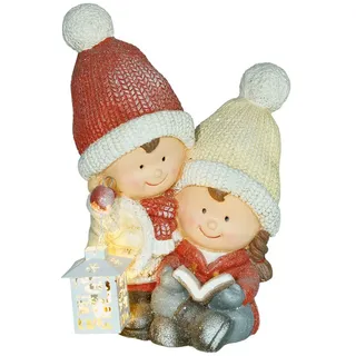 Homcom Weihnachtsdeko Figur, Weihnachtswichtel mit Buch und Laterne, 45 cm Weihnachtsfigur mit LED-Licht, Dekofigur zu Weihnachten, für In- und Outdoor