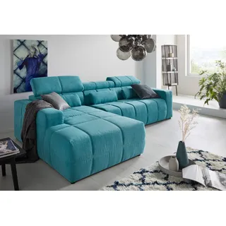 DOMO collection Ecksofa Kunstleder 3-Sitzer Blau