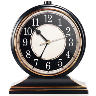 AYRELY® Vintage Tischuhr – Lautlos ohne Ticken, 10-Zoll-Zifferblatt, Retro-Kaminuhr für Wohnzimmer, Schlafzimmer, Regal, Kamin & Landhausstil, gut lesbar