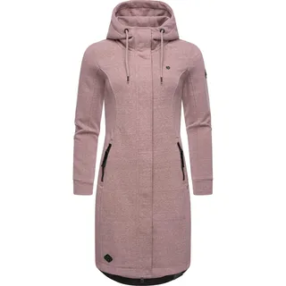 Kapuzensweatjacke RAGWEAR "Kurzmantel Letti Long", Damen, Gr. L, rosa (mauve), Obermaterial: 54% Polyester PES. 41% Baumwolle CO. 5% Viskose CV., Sweatjacken Kapuzensweatjacke