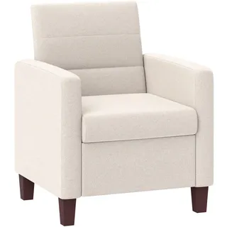 Homcom Sessel Loungesessel mit Armlehnen, Polstersessel mit Leinenoptik für Wohnzimmer , Weiß , Kunststoff , 71x87x78 cm , Wohnzimmer, Sessel, Polstersessel