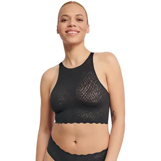 sloggi Spitzenshirt »ZERO Feel Bliss Crop Top«, nahtlos mit Spitzenoptik, Jaquardmuster, schwarz